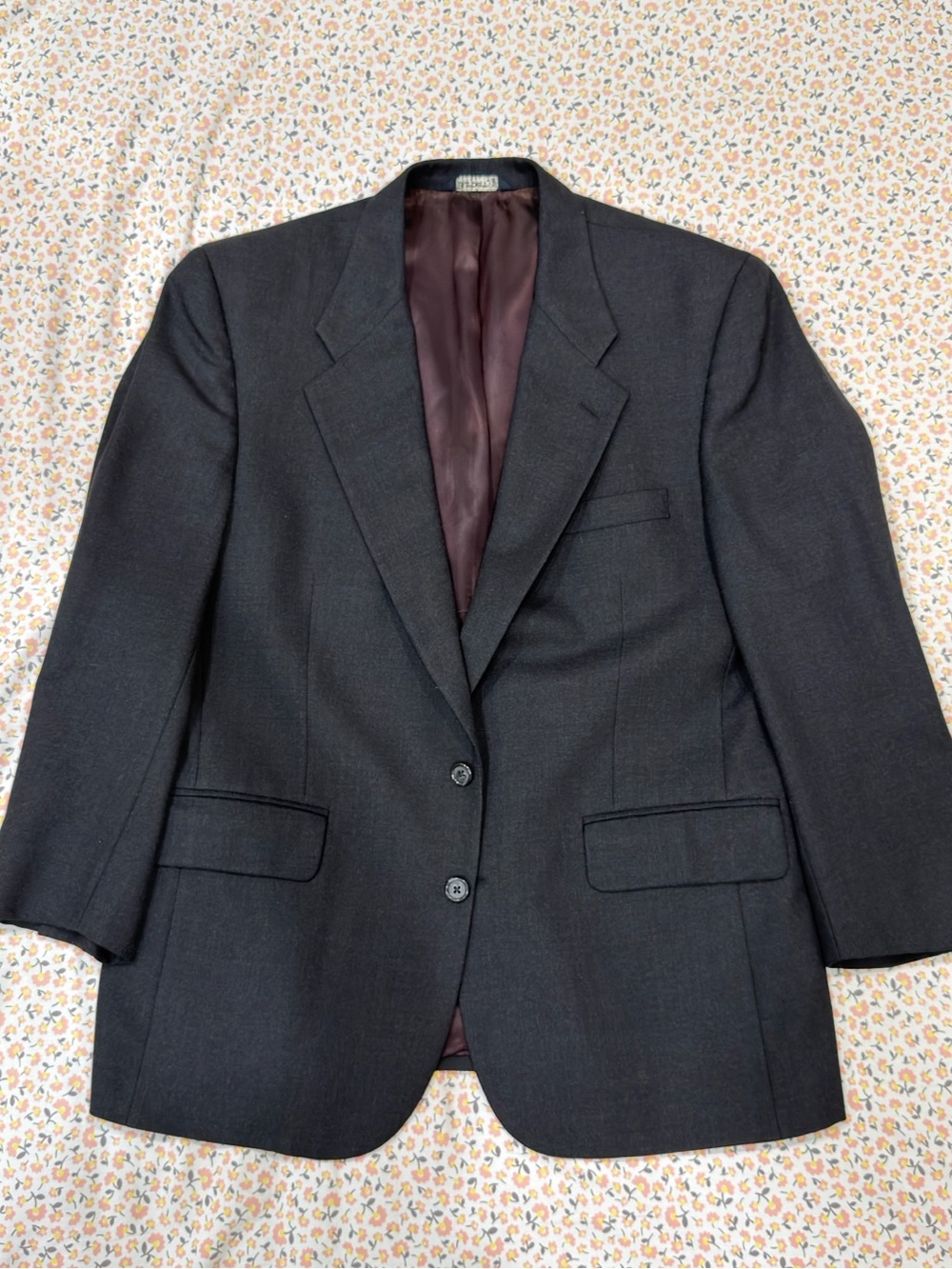 Burberrys Men's Solid Black Wool Blazer Single-Breasted 2-Button EU 50